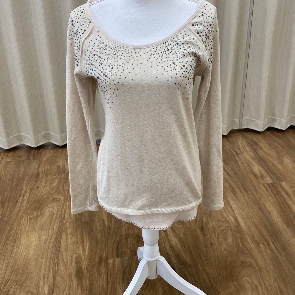 Cream colored long sleeve with Rhine stone detail